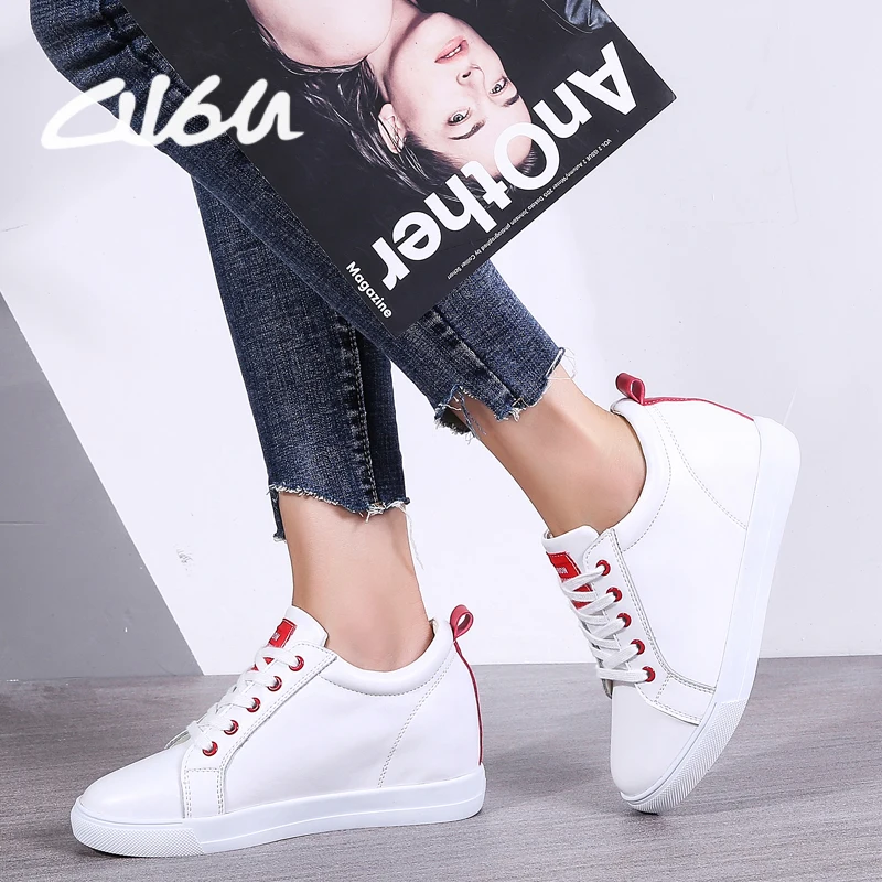 

O16U White Sneakers Women Platform Flat Shoes Genuine Leather Oxfords Shoes Women Fashion Casual Shoes Walking Ceepers Lace up