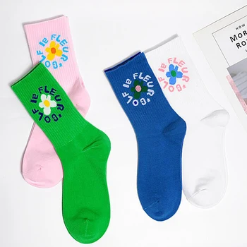 

Multicolor Cotton Elastic Cute Socks Women Flower Long Tube Casual Candy Color Korean Style Breathable Ladies Socks Nice Gift