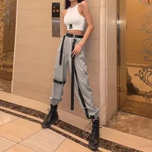

2021 Women Spring Summer New High Waist Loose Cargo Pants Simple Patchwork Pencil Pants New Fashion Casual Streetwear Trousers