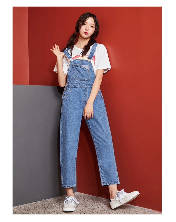 Женские стильные джинсы на лямках LEIJIJEANS, светло-голубые прямые джинсы до щиколотки, повседневная молодежная модель 9118 большого размера на осень