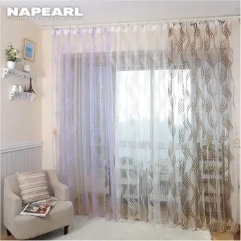 

NAPEARL 1 PC Modern Style Fashion Design Jacquard Striped Curtain Tulle Fabrics for Bedroom Window Blinds All Match