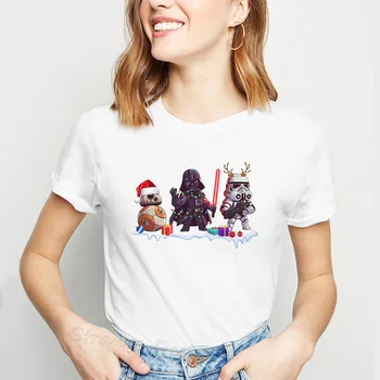 

Harajuku Star Wars BB8 Darth Vader Imperial Stormtrooper Christmas T Shirt Women Clothes Aesthetic Jedi knight T-shirts Female