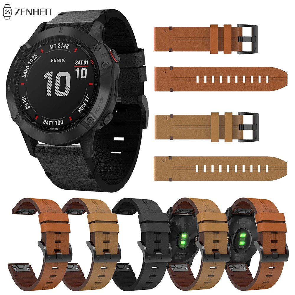 20Mm 22Mm 26Mm Cinturino In Pelle Per Garmin Fenix 6/6X/6S Cinturino A Sgancio Rapido Cinturino Facile Da Montare Per Garmin Fenix 5/5 Plus