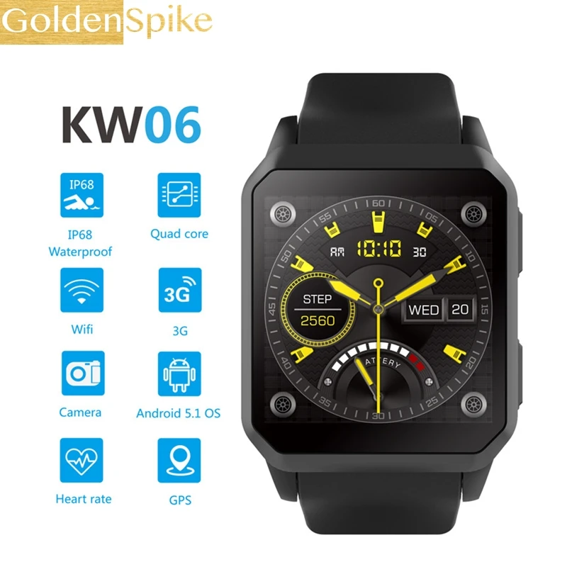 Лучшие Смарт-часы KW06 1 54 дюймов MTK6580 четырехъядерный 1. 3G Гц Android 5 460 мАч 0 3