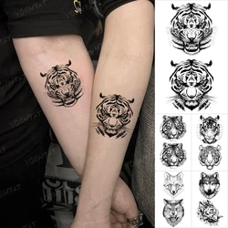 Waterproof Temporary Tattoo Sticker Tiger Wolf Lion Fierce Wild Animal Flash Tatto Men Women Kid Child Wrist Body Art Fake Tatoo