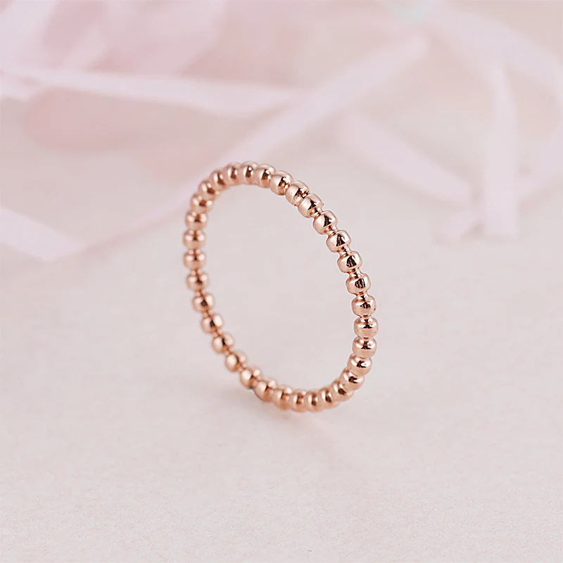 Stainless Steel Ring Finger Ring Gold Color Ring Silver Ring Girls 2mm Width Small Wave Design Ring Rose Gold Silver Color Stainless Steel Beads Ring for Women