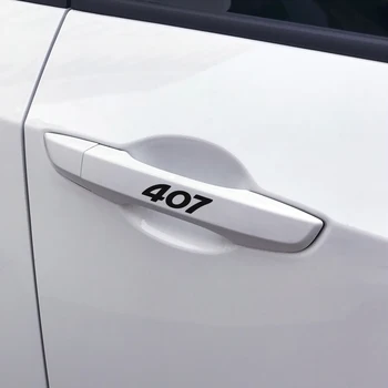 

4PCS Sport Racing Auto Decoration Waterproof Door Handle Stickers For Peugeot 407 Car Styling Decal Reflective Vinyl Accessories