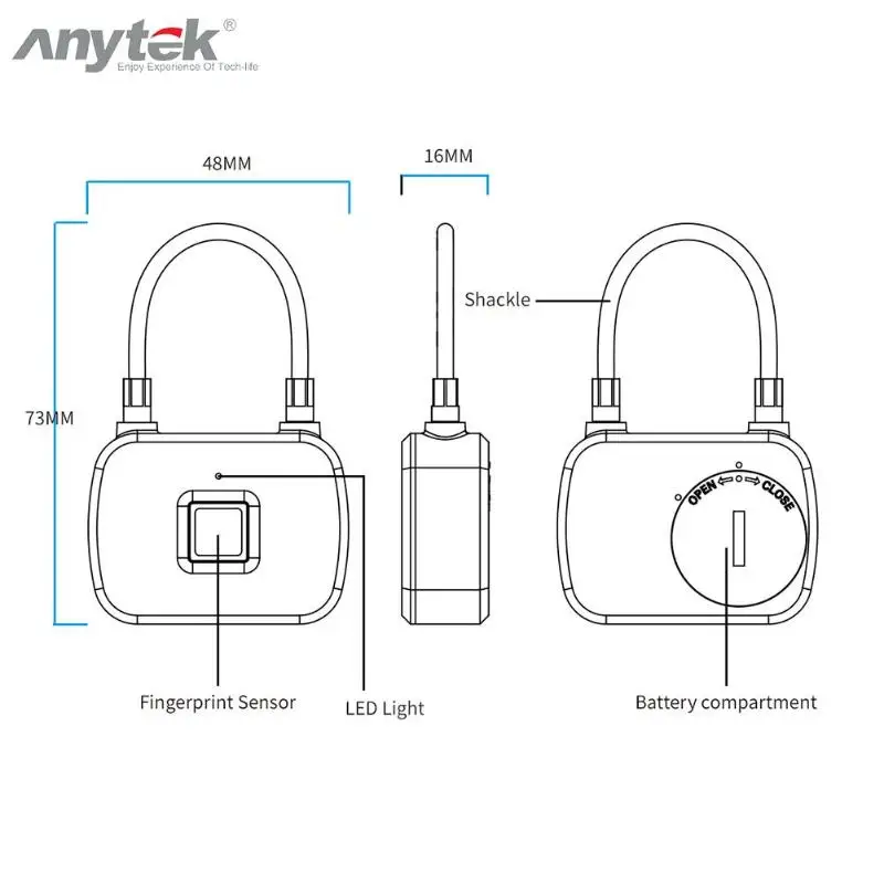 Anytek L13 Умный Замок для отпечатков пальцев Противоугонный замок для двери багажный костюм чехол Чехол замок с 10 групп отпечатков пальцев