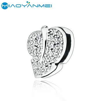 

SALE! 925 Sterling Silver Beads Fit Original Pandora Bracelets Sparkling Leaf Clip Charm Women DIY Fashion Jewelry Gift
