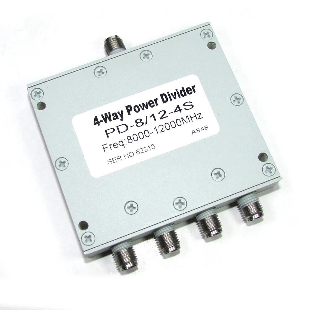 

PD-8/12-4S 8-12GHz 20W X-band RF Microwave SMA 1-to-4 Power Divider