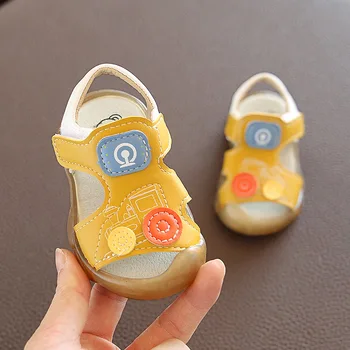 

cartoon totem baby toddler sandals unisex summer casual shoes closed-toe soft bottom outdoor baby walking slippers