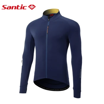 

Santic Winter Cycling Jersey for Men Full Zipper Long Sleeve Breathable Bicycle Shirts Fleece Keep Warm Bike Sports Clothing