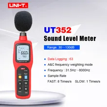 Измеритель уровня звука UNI-T UT352 Цифровой Тестер шума 30-130дб децибел мониторинг; A& C частота взвешивания/частота дискретизации/регистрация данных