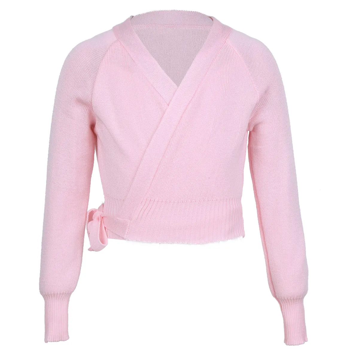Aislor Kids Girls Wrap Knit Sweater Long Sleeves Ballet Dance Cover Up Gymnastic Jacket Cardigan 