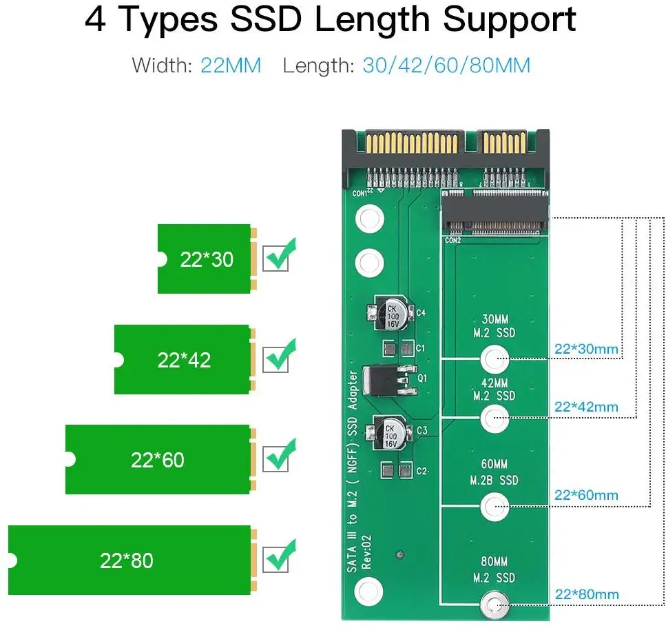 Onvian M2 SATA адаптер SATA III в M.2(NGFF) SSD конвертер на основе SATA B/B+ M ключ 6 Гбит/с высокоскоростной конвертер адаптер