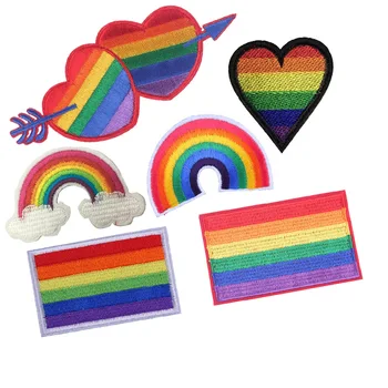 

Colorful Embroidery Patches for Clothing Love Gay Rainbow Heart Clothing Decoration Accessories LGBT Flag Iron Heat Transfer