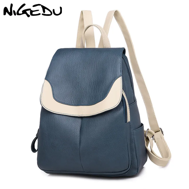 Женский рюкзак из мягкой искусственной кожи NIGEDU вместительная сумка для