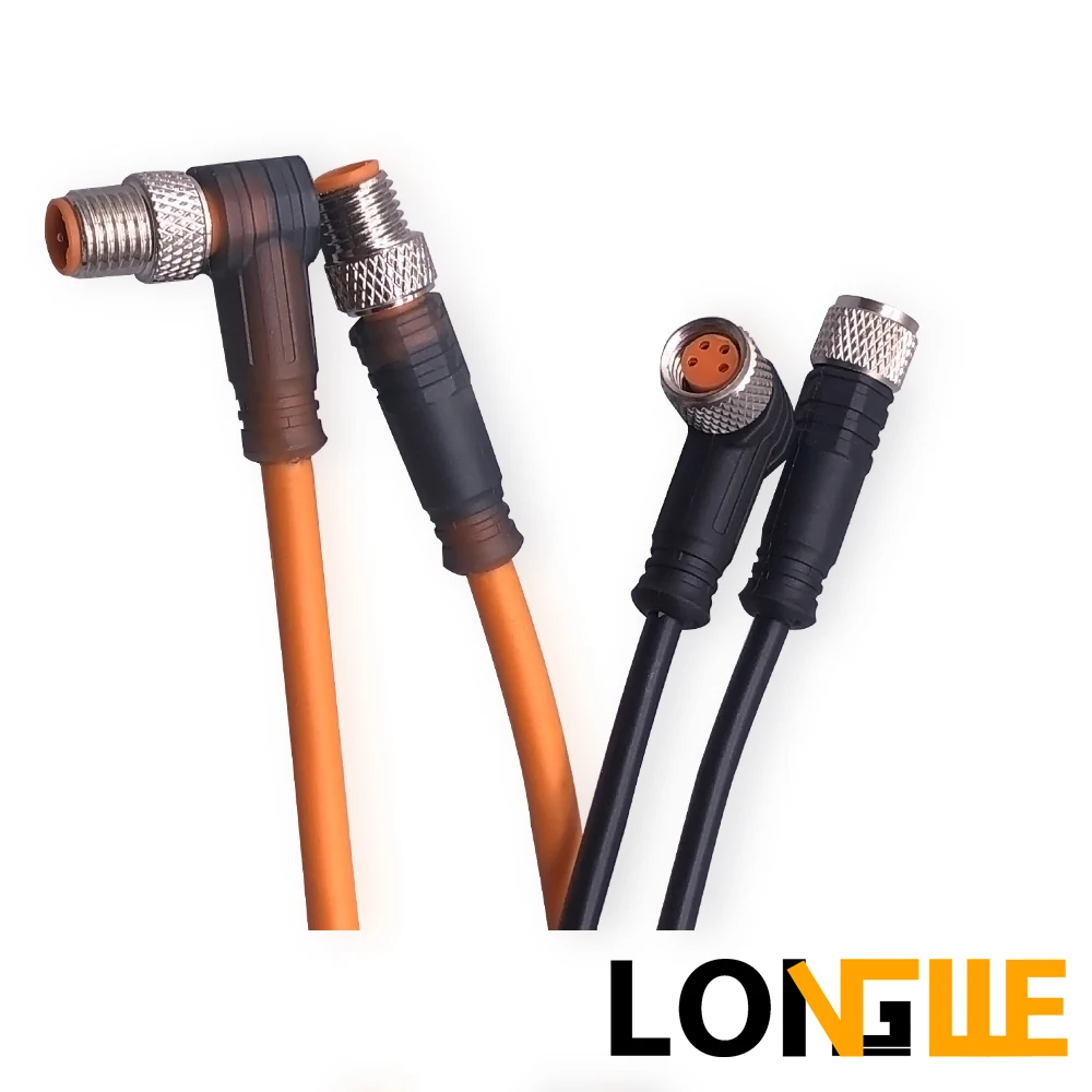 M8 3 4 pins PVC PUR LED Waterproof sensor cable connector Type A 2m Screw connect LONGWE afbeelding