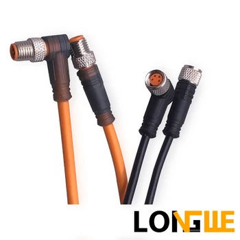 

M8 3 4 pins PVC PUR LED Waterproof sensor cable connector Type A 2m Screw connect LONGWE