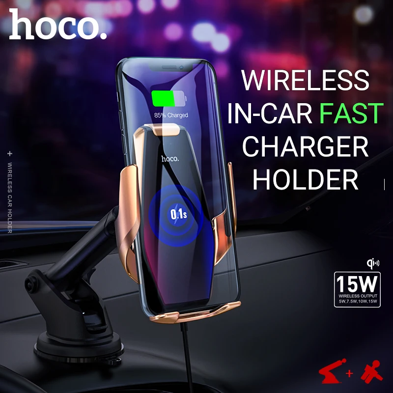 hoco автомобильный держатель телефона беспроводная зарядка выход 15W 10W 7.5W 5W для iphone