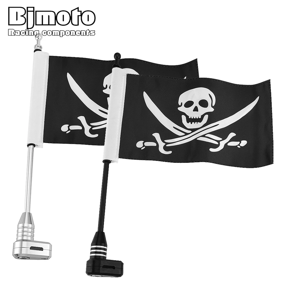

For Honda Goldwing GL1800 GL1500 GL1200 2001-2011 Motorcycle Rear Luggage Rack Flag Mount Pole USA American Skull National Flag