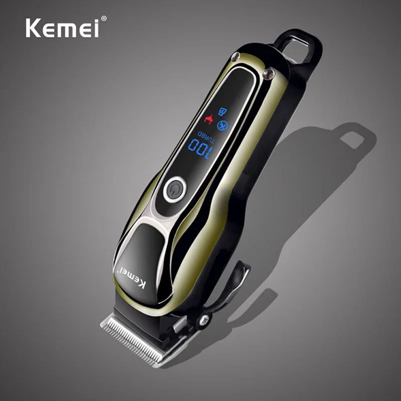 Kemei Hair Trimmer Cordless Electric Trimmer Rechargeable Hair Cutter Machine Professional LCD Display Hair Clipper KM-1990 38D