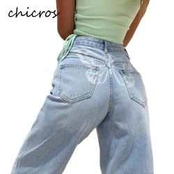 Chicros Women's High Waist Printed Multi-color Solid Color All-match Spring and Autumn New Jeans Women Chicros Women's High Waist Printed Multi-color Solid Color All-match Spring and Autumn New Jeans Women