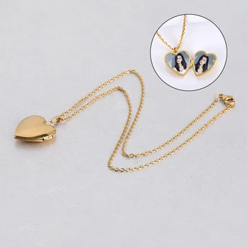 

1PC Heart Shaped Friend Photo Picture Frame Locket Pendant Necklace Jewelry Couple Valentine's Day Gift Romantic