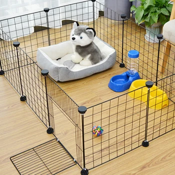 

Assemble Foldable Iron Fence Pet Dog Rabbits Guinea Pig Cage Puppy Kennel Playpen House Training Space Supplies
