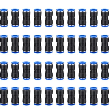 

100Pcs PU Pneumatic Fittings 2-Way Straight Connector Quick Release Pneumatic Connectors Air Line Fittings for 6mm Tube