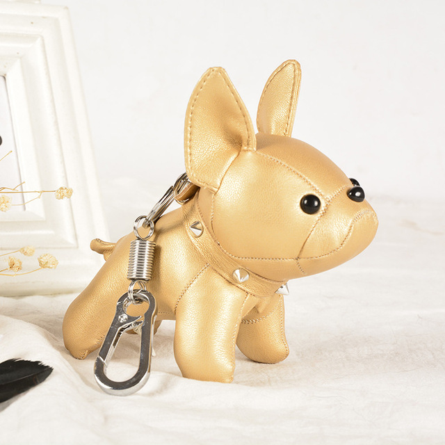 Bulldog Keychains Faux Leather Puppy Doll Key Rings Hanging Pendant Key Holder French Bulldog Charm Bags Decor Car Trinket