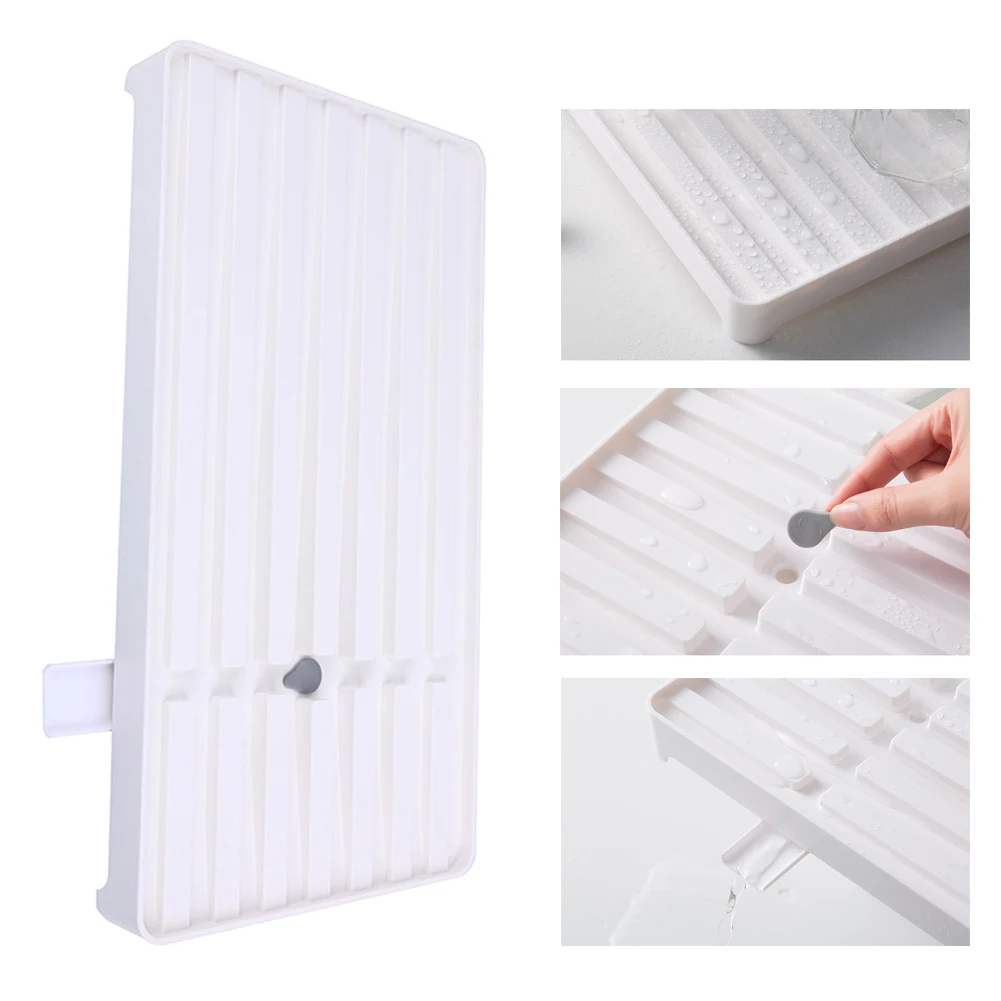 

Vegetable Kitchen Multifunctional Non Slip ABS Fruits Draining Board Tray Cup Storage Rectangle With Hole Multi Slots Dish Rack