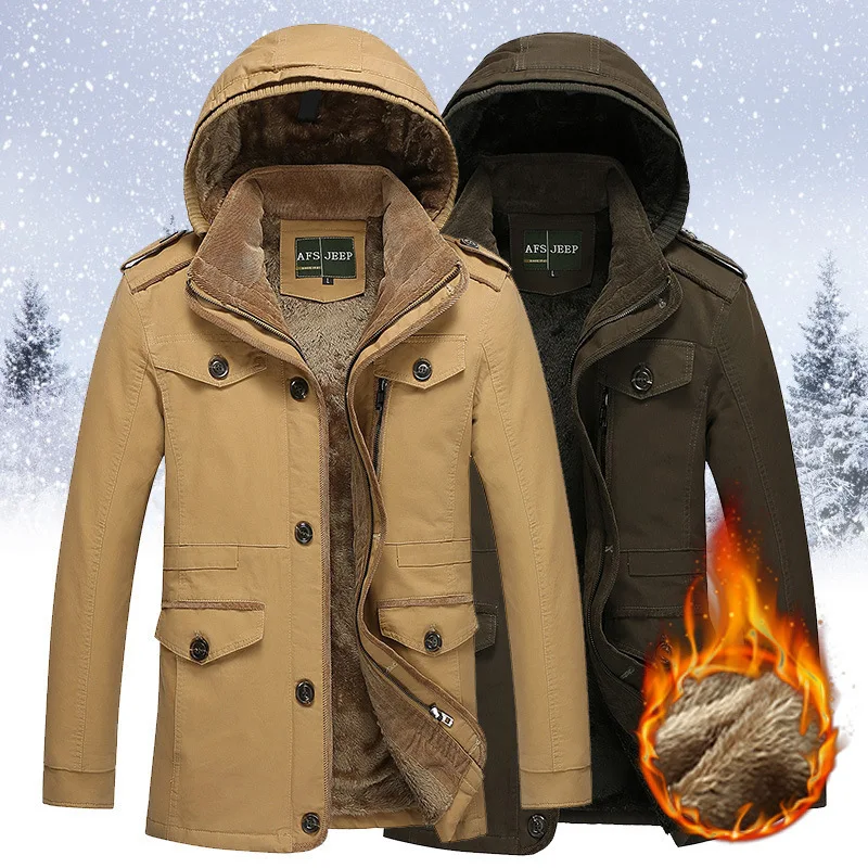 

Autumn And Winter Men's Brushed And Thick Large Size Washing Jacket Korean-style Casual Men Slim Fit Trench Coat Coat