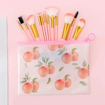 

Pink Peach Ring Zipper PVC File Folder Document Filing Bag Stationery Bag Stationery Pouch School Learning Supplies