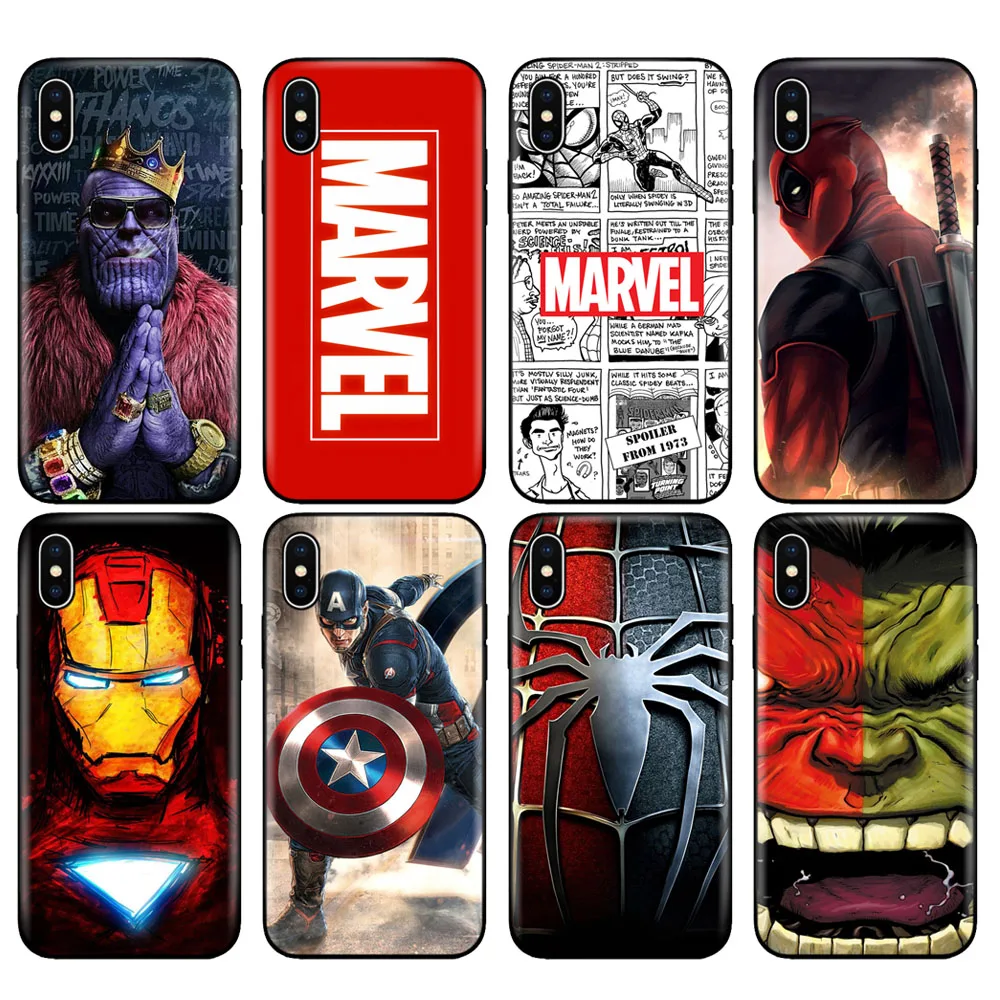 Чехол для телефона Marvel Мстители iphone 7 8 6 6S Plus мягкий чехол из ТПУ 5 5S SE X XR XS Max Coque |