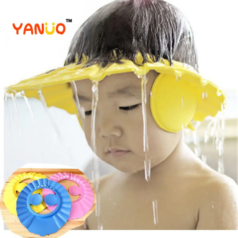 Bajo costo YANUO-gorro de ducha para niños, gorro de baño de bebé ajustable, productos para bebés, visera de baño ZemgwNV33