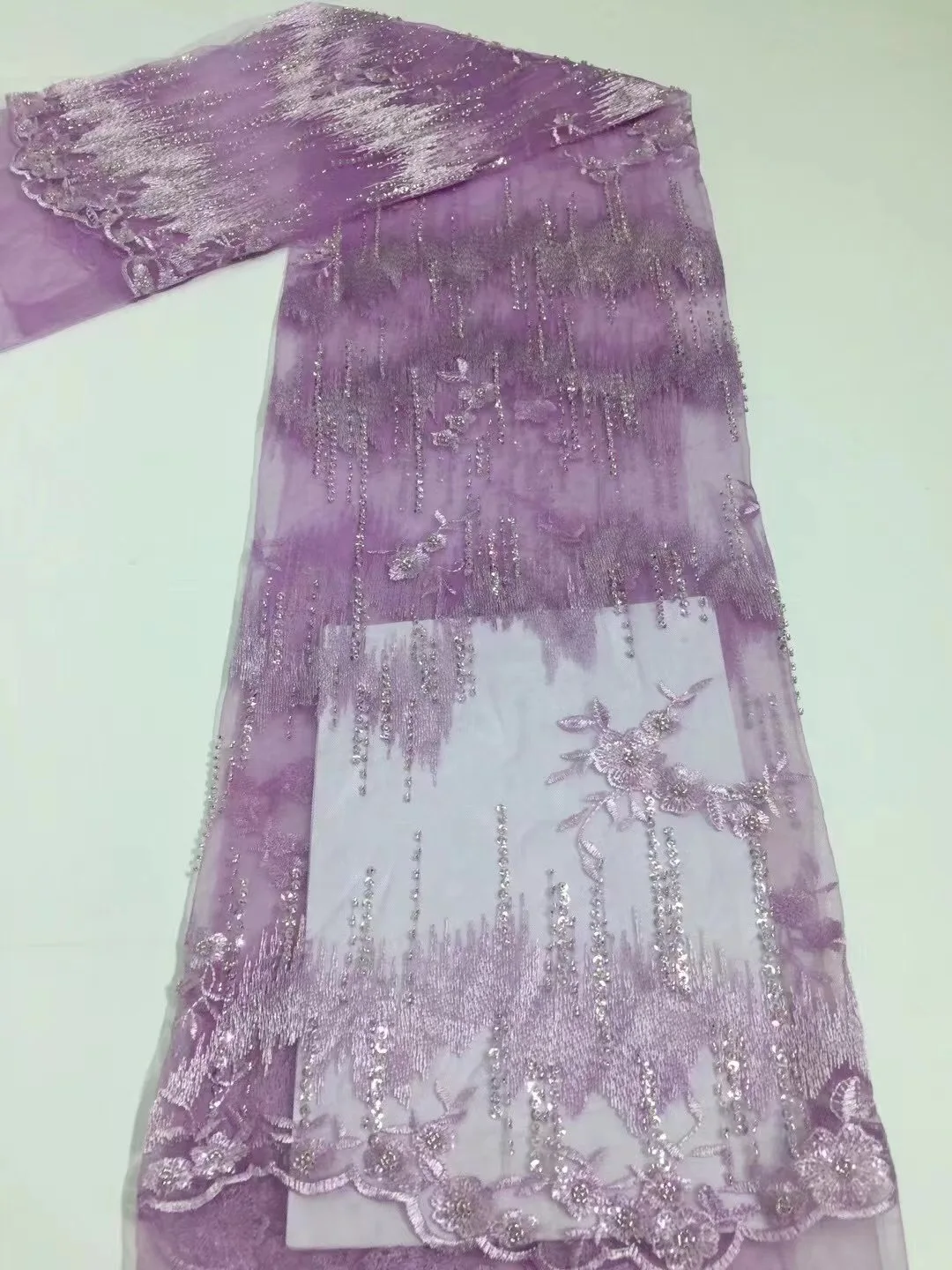 

African Lace Fabric High Quality French Lace Fabric With beads J-518681 Nigerian Lace Fabric For Dress 5 Yards