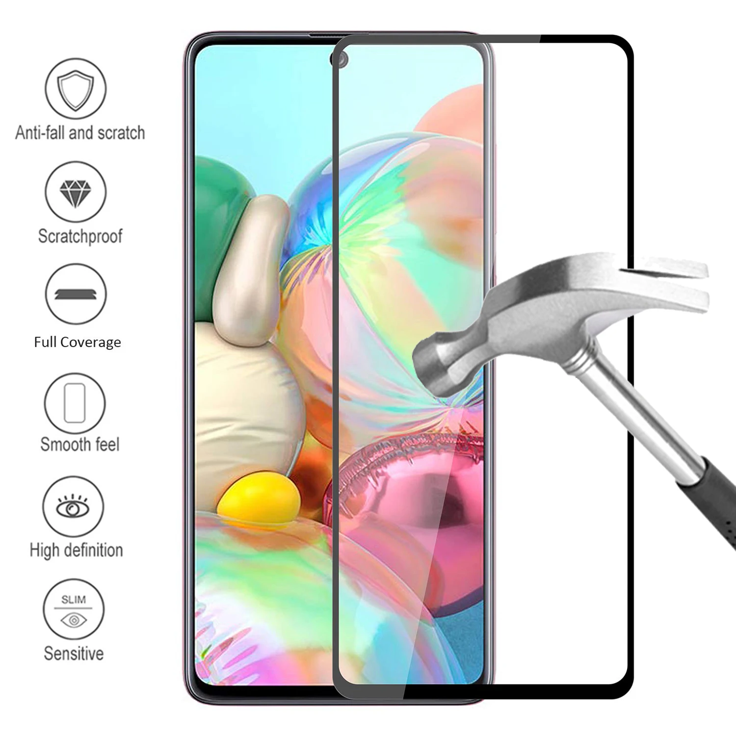 Закаленное стекло 20D с полным покрытием для Samsung Galaxy A71 A51 A50 A50S A70 A30 A30S A20 A20S A20E A10 A10S