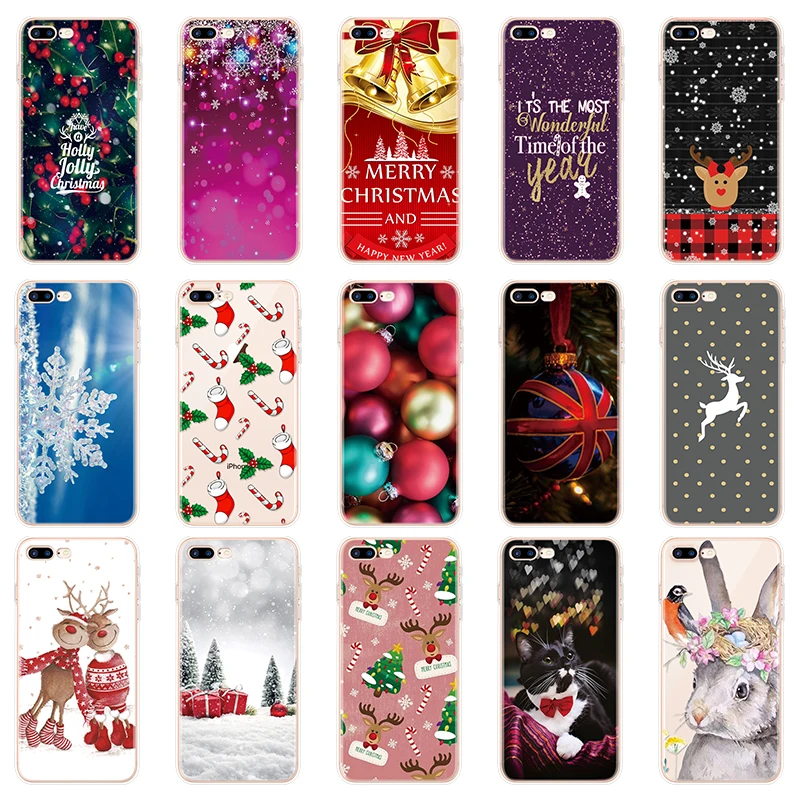 

Christmas Printing Case Soft Xmas Cover Coque For iPhone 11 Pro Max XS Max XR XS 7 8 Plus X 5 5s SE 6 6S Plus Cases Back Funda