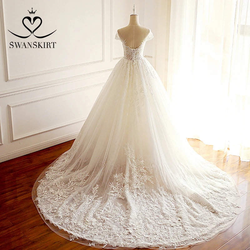 Винтажное кружевное свадебное платье Swanskirt A206 модное ТРАПЕЦИЕВИДНОЕ свадебное платье принцессы Vestido De Noiva