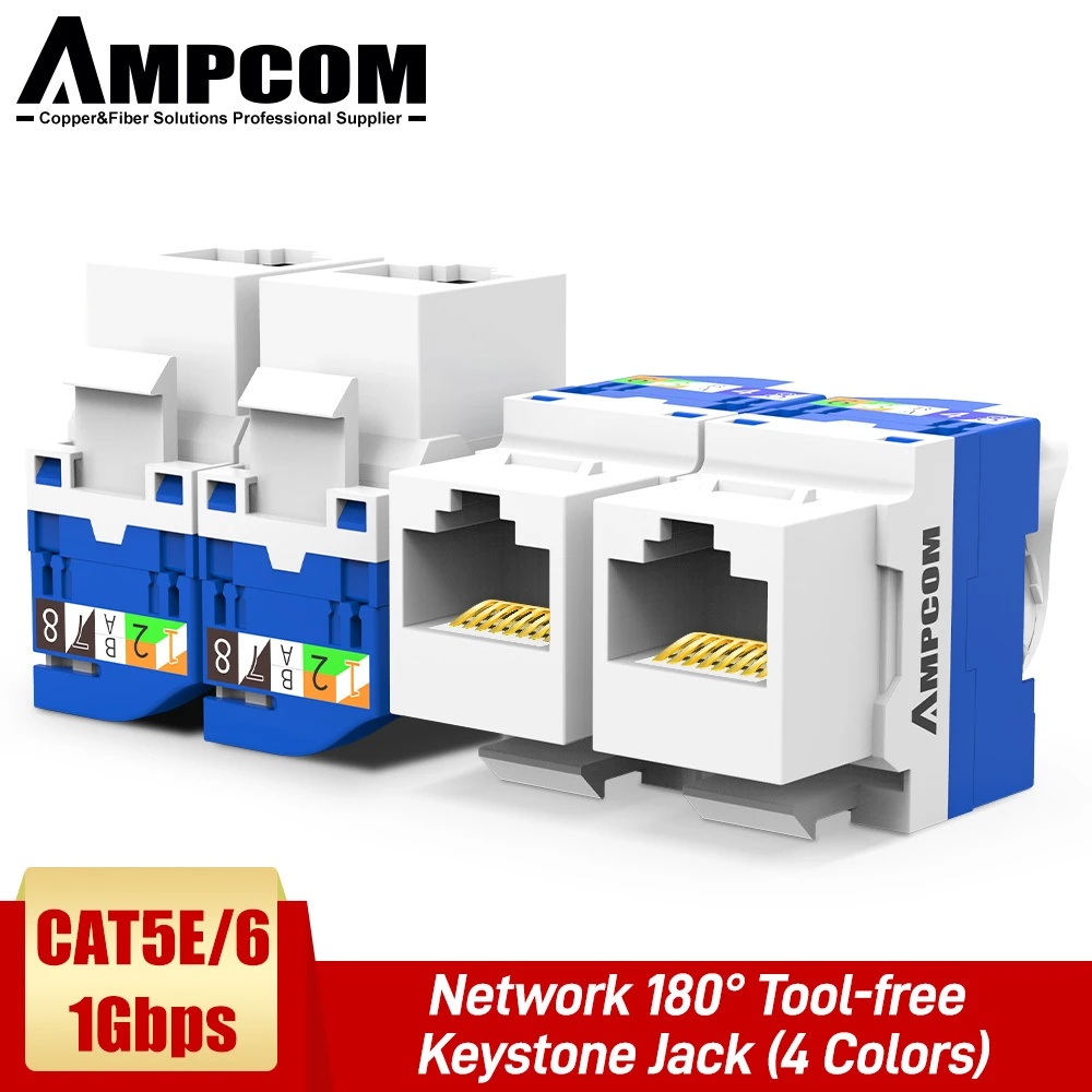 AMPCOM 5-Pack CAT5e RJ45 Tool-Less Keystone Jack No Punch Down Tool Required UTP Module Connector Yellow AMPCOM 5-Pack CAT5e RJ45 Tool-Less Keystone Jack No Punch Down Tool Required UTP Module Connector Yellow