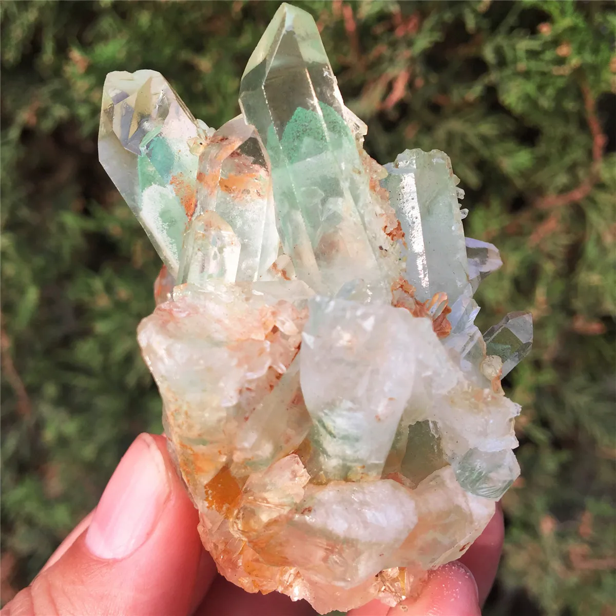 1 шт. натуральный зеленый Ghost Phantom Quartz кристалл кластера Исцеление образец отправлен случайным образом
