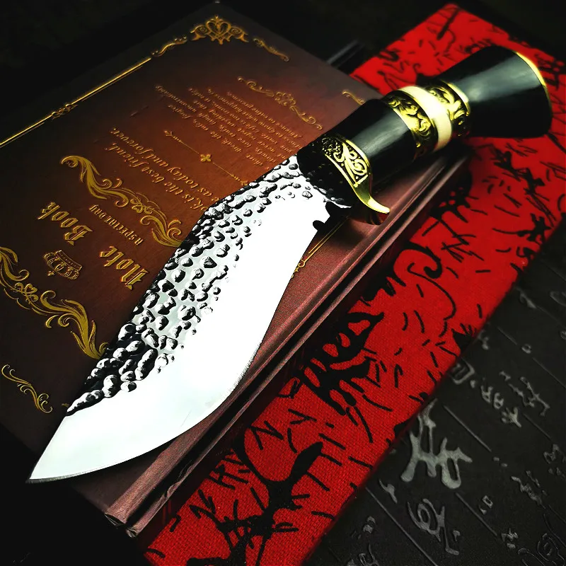 

PEGASI Vacuum forged sharp Nepali tactical knife with brass color wooden handle for outdoor hunting dogleg knife outdoor tool