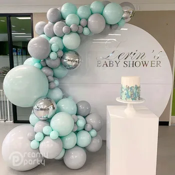 

105pcs Pastel Balloons Garland Arch Kit 4D Sliver Macaron Gray Green Blue Birthday Wedding Baby Shower Anniversary Party Decor