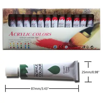 

12 Colors 12ML Tube Acrylic Paint set Art Painting Drawing Tools For Kids DIY