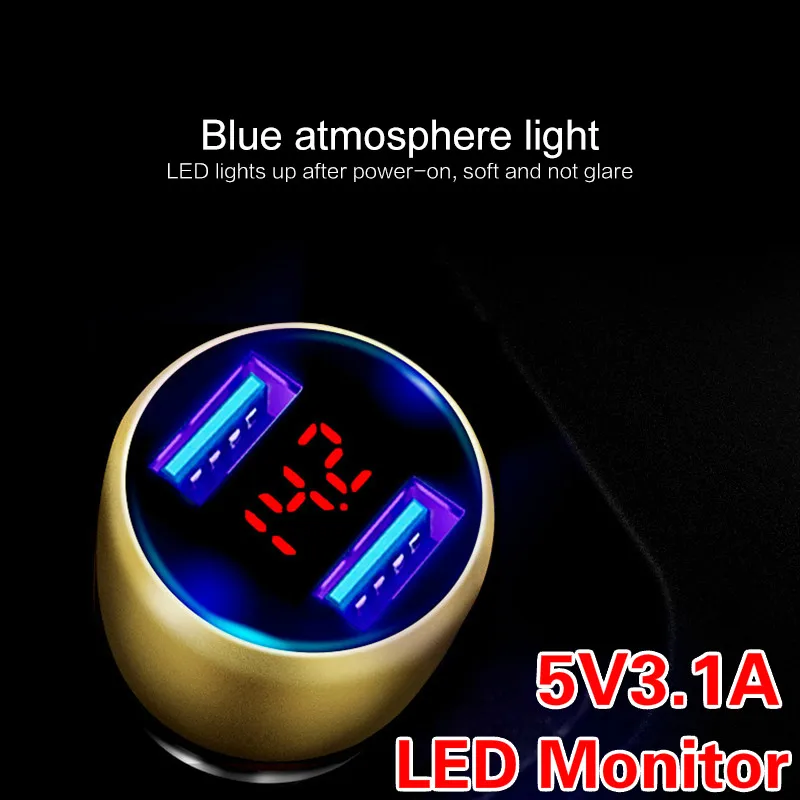 Автомобильное зарядное устройство со светодиодным дисплеем USB вольтметр умное