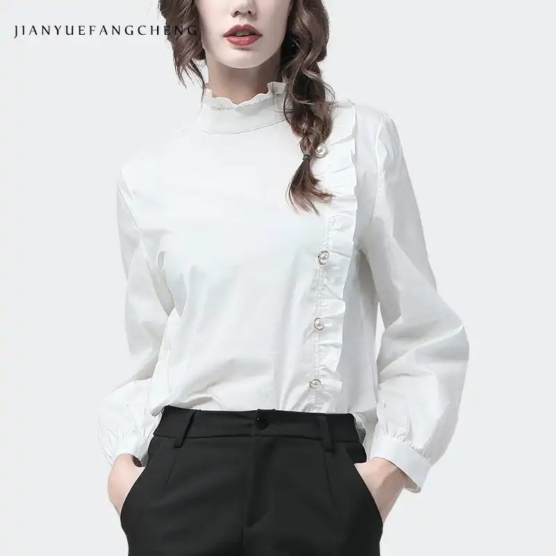 plus size white blouse with ruffles