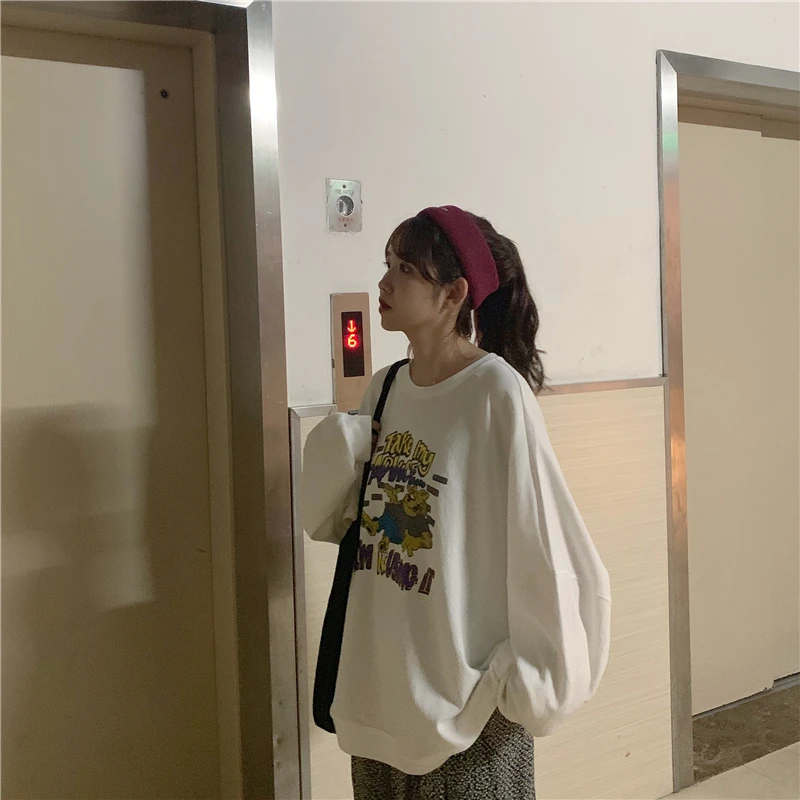 Футболки Женская весенняя одежда Ulzzang футболка с длинными рукавами женский s Модный буквенный принт в японском стиле Харадзюку корейский стиль хип хоп Свободный