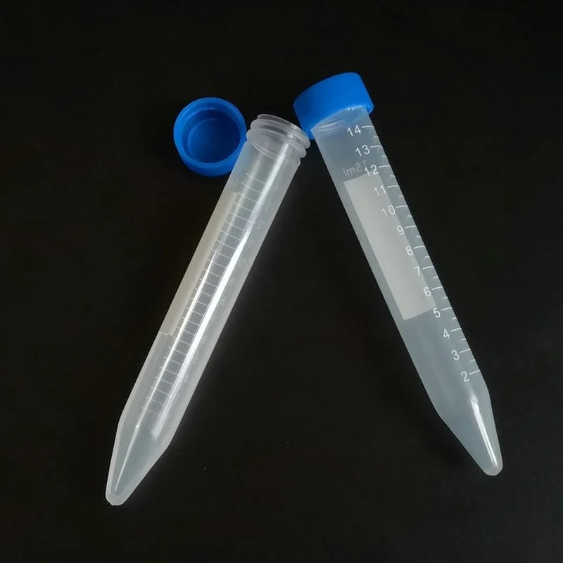 100Pcs/Pack 15ml Conical Bottom Plastic Centrifuge Tubes With Graduated Marks, Scrow Cap