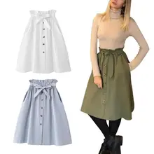 Женские юбки на лето и осень, Корейская элегантная юбка на пуговицах с высокой талией, Женская плиссированная школьная юбка, Женская плиссированная школьная одежда